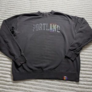 Portland Gear Men's Black Pullover Fleece Sweatshirt Graphic Print Size L